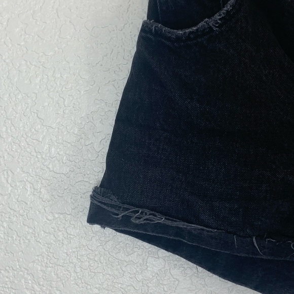 Zara | High rise button fly denim fray cuffed shorts size 0 - Picture 8 of 8